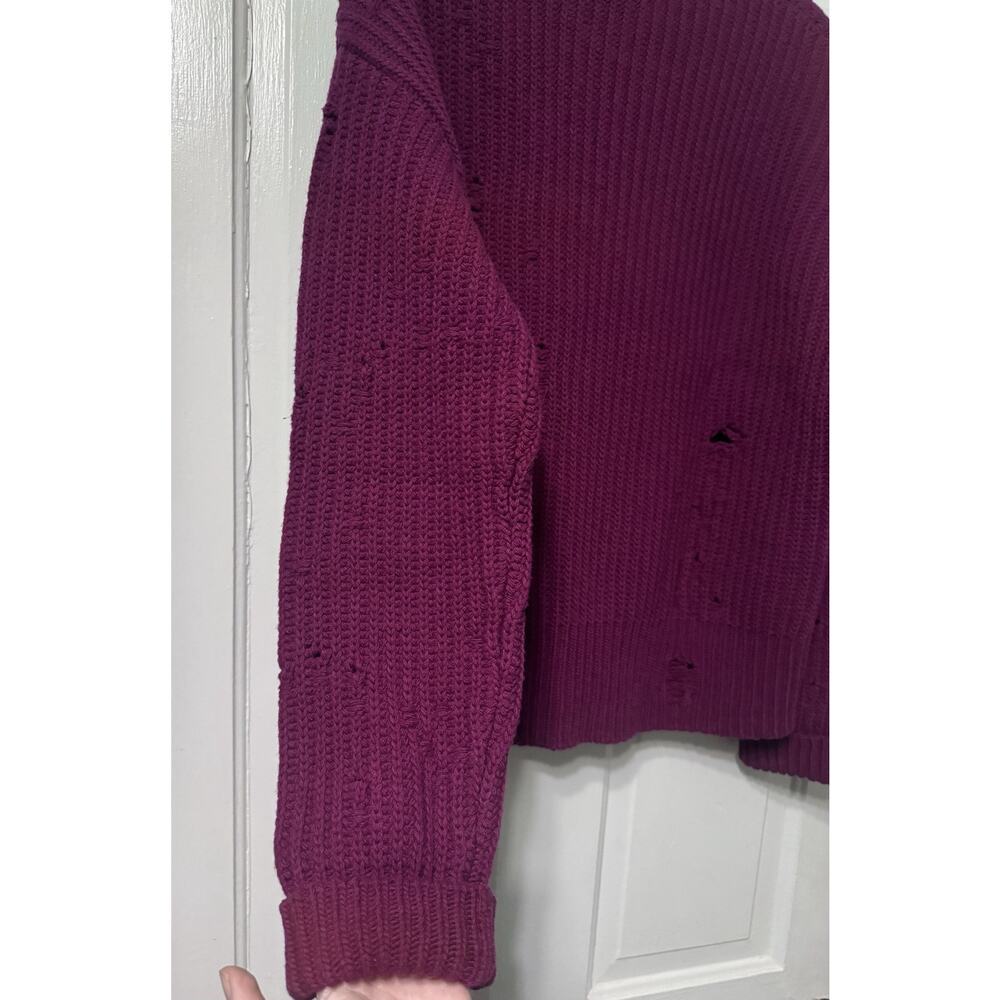 NWT Dsquared2 Ripped Distressed Magenta Wool Sweater Size XS (S-M) Runs BIG - Picture 9 of 13